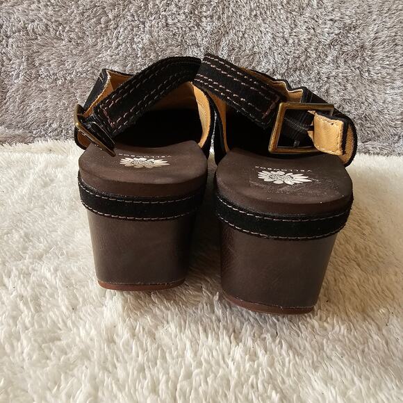 Yellow Box Women's Bardene Platform Wedge Leather Slingback Mules Size 7.5 Black - Picture 4 of 5